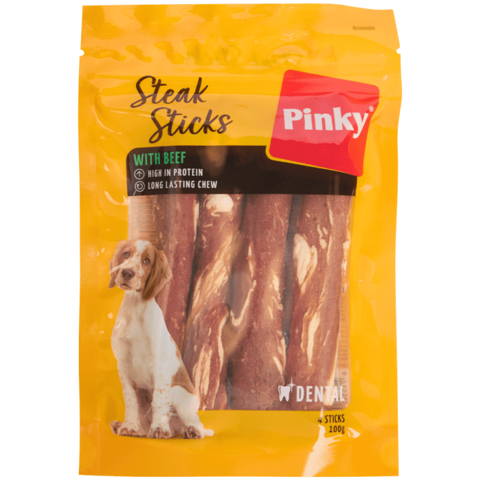 friandises pour chien bâtonnets Boeuf de Pinky Steak Sticks